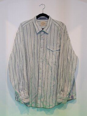 Tommy Bahama Jeans Men's Light Colored Cotton Button-Down Striped Shirt Size XXL